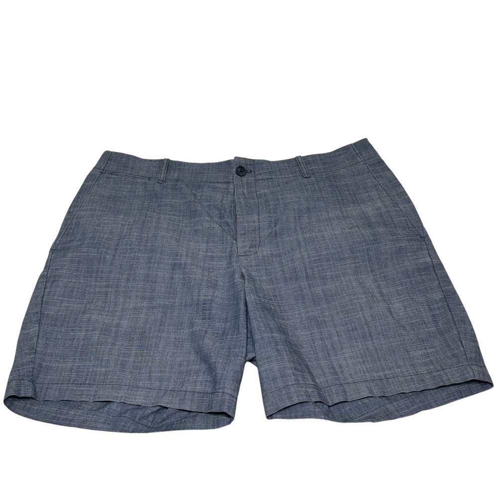 Calvin Klein Blue Gray Cotton Blend Men's Flat Front Shorts 36W